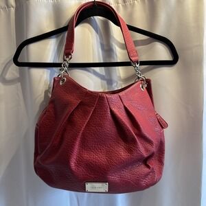 Nine West Red sholder bag Two Straps Multiple Compartments Silver Hardware Descr